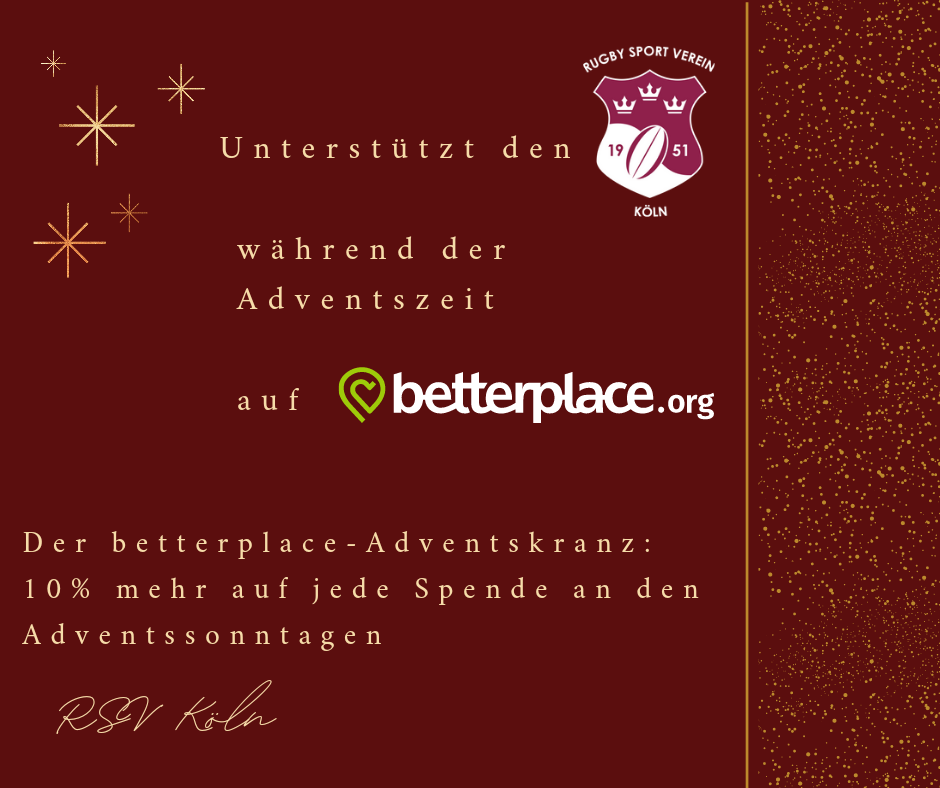 RSV Köln auf betterplace.org – so könnt ihr den Verein an Adventssonntagen unterstützen.